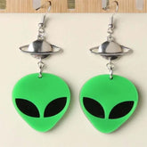 Wholesale Alien Head Space Earrings Long Dangle Statement Earrings for Space Enthusiasts